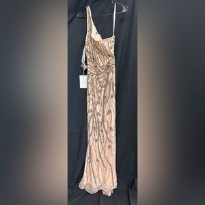 Mac Duggal 5756 NWT Embellished Sleeveless Plunge Neck Low Back Sample Gown